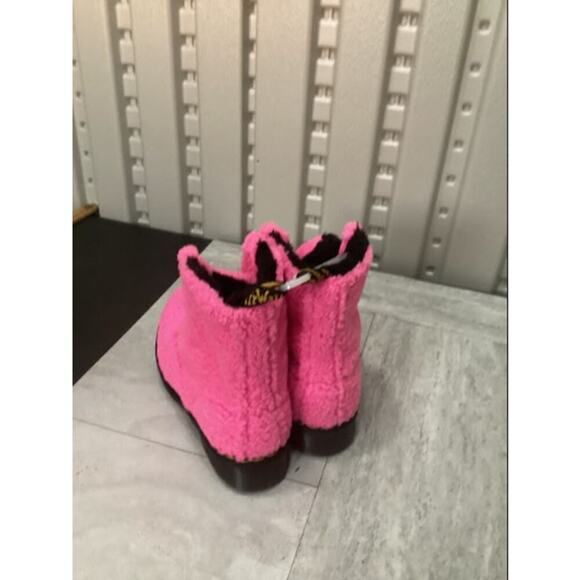New Womens Dr. Martens 1460 8 Eye Boot Lux Borg Fuzzy Pink Doc - Picture 3 of 6
